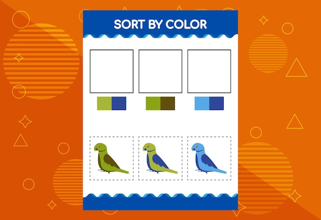 Sort by color worksheet for kids Good for school and kindergarten projects Educational worksheet