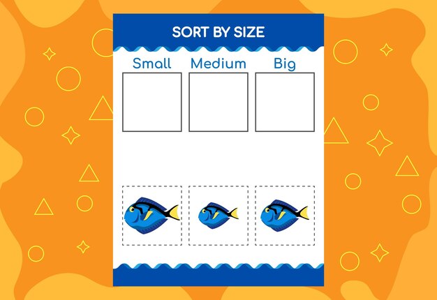 Sort images by size Educational Worksheet For Kids