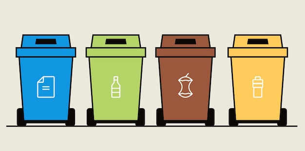 Sorting waste garbage separate trash container isolated set Vector graphic design illustration