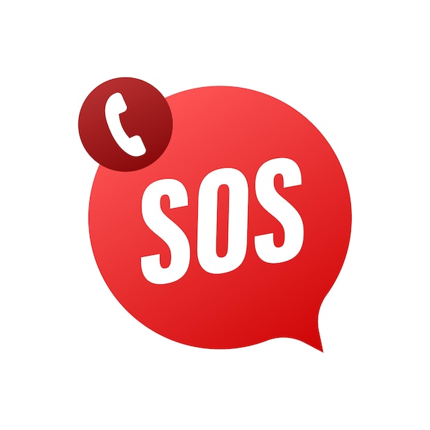 SOS emergency call. 911 calling. A cry for help. Vector stock illustration.