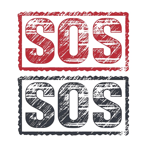 Vector sos text stamp grunge symbol vector design