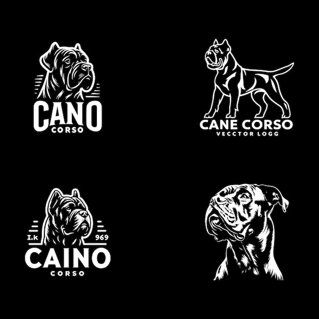 sot of Dog Cane Corsos vector logo silhouette design style