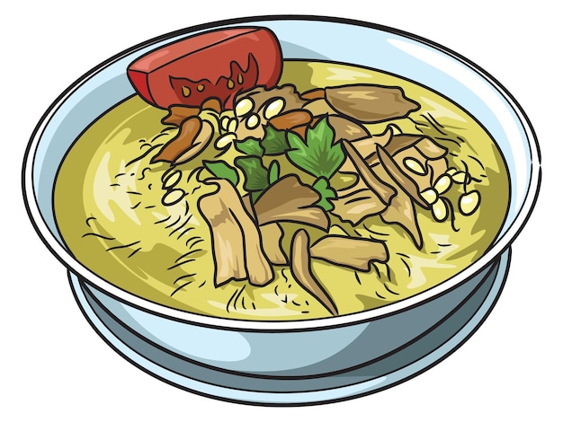 Soto noodle soup cartoon