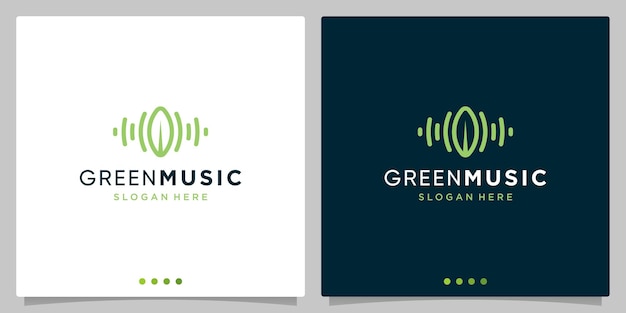 Vector sound audio wave logo concept elements with leaf logo. premium vector