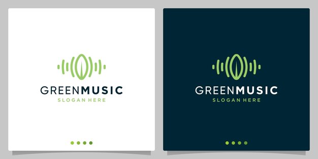 Vector sound audio wave logo concept elements with leaf logo. premium vector