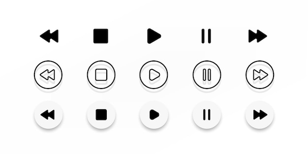 Sound control buttons set illustration Play pause and next buttons