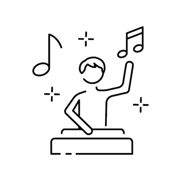 Sound flat icon design DJ play music in party vector line