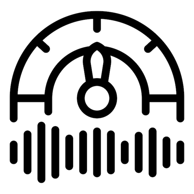 Vector sound level meter showing high volume with sound waves