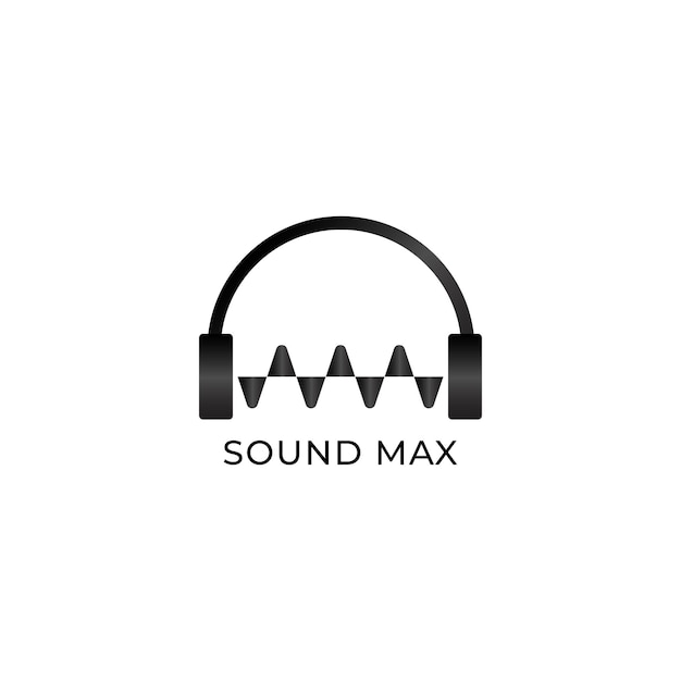 Vector sound max logo headphone sound wave logo design concept black and white audio logo design template