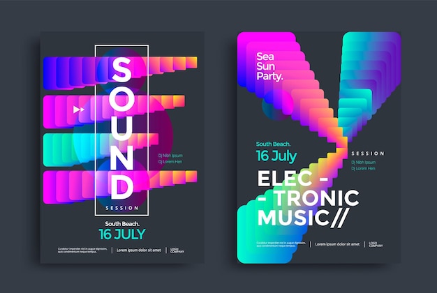 Vector sound minimal poster design abstract wave