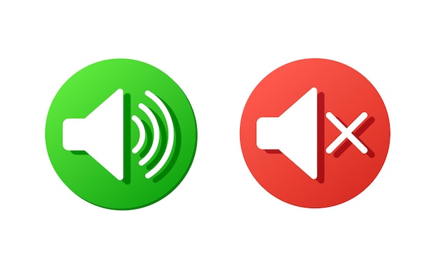 Sound on and off green and red buttons loudspeaker button web icon