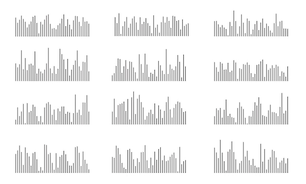 Vector sound wave collection random audio soundwave line