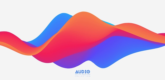 Vector sound wave visualiztion. 3d colorful solid waveform. voice sample pattern.