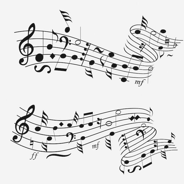 Sound wave with musical notation