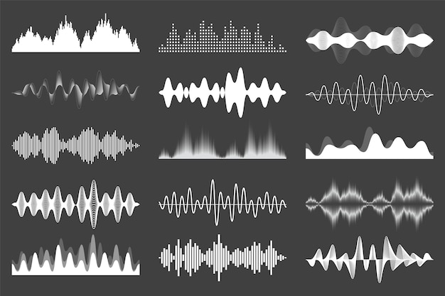 Sound waves collection analog and digital audio signal music equalizer interference voice recording