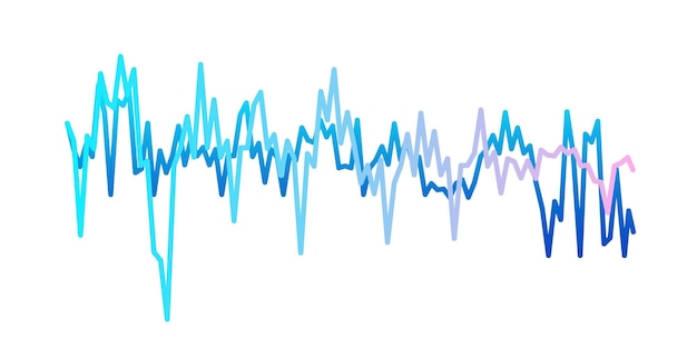 Sound waves isolated on white background. Gradient curves of beats. Musical equalizer, vibration or colored pulse lines. Flat vector illustration of voice or radio record.