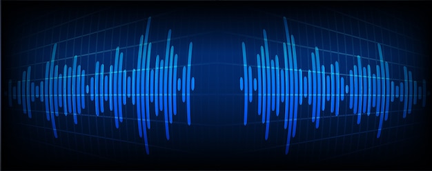 Sound waves oscillating dark blue light