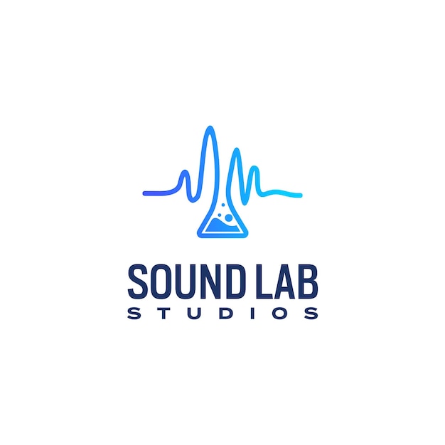 soundwave lab laboratory logo design with  modern line art style