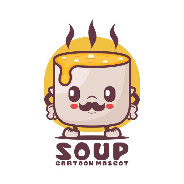 Soup cartoon mascot food vector illustration