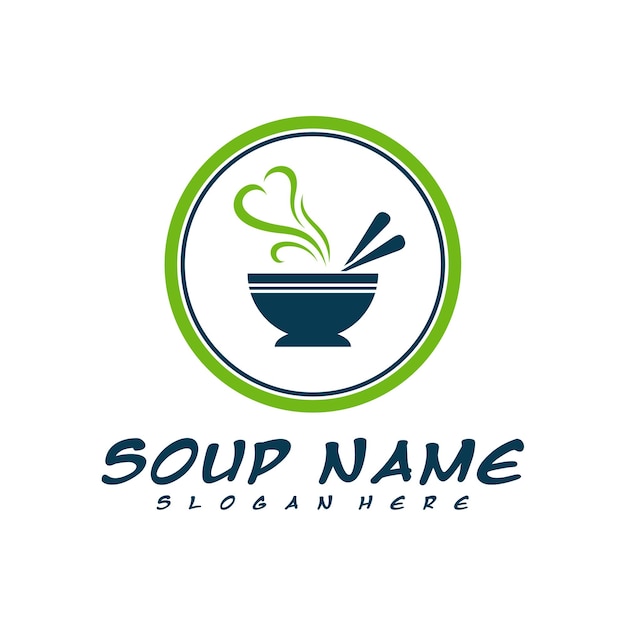 Soup logo design concept Food Cooking logo vector Kitchen logo with pot full of vegetables