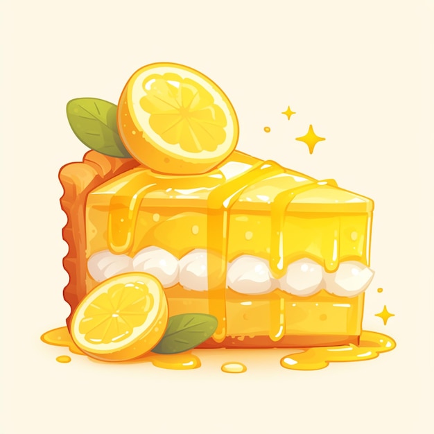 Sour Lemon Tart Fresh Look Cartoon Style