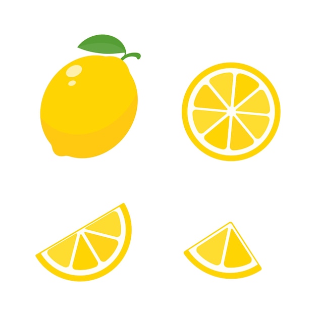 Vector sour yellow lemons. high vitamin c lemons are cut into slices for summer lemonade.