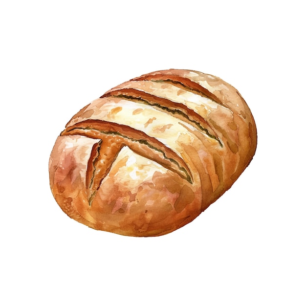 sourdough bread vector illustration in watercolor style