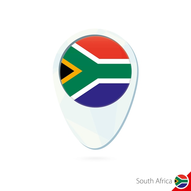 South Africa flag location map pin icon on white background