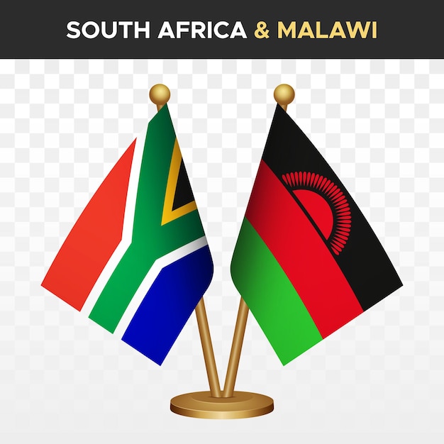 South Africa vs Malawi flags RSA 3d standing desk flag vector