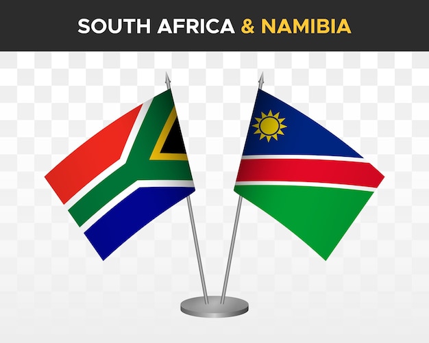 South Africa vs namibia desk flags mockup isolated 3d vector illustration table flags