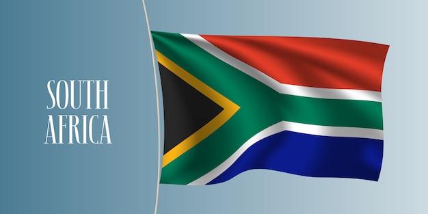 South Africa waving flag. Iconic design element as a national South African flag