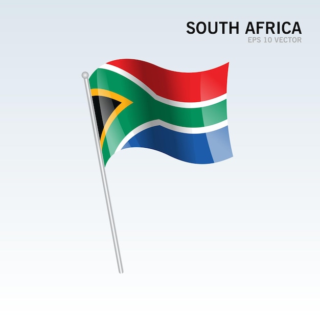 South Africa waving flag isolated on gray