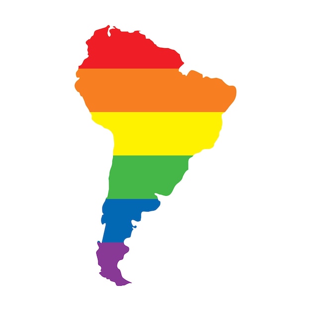 South america lgbtq gay pride flag map