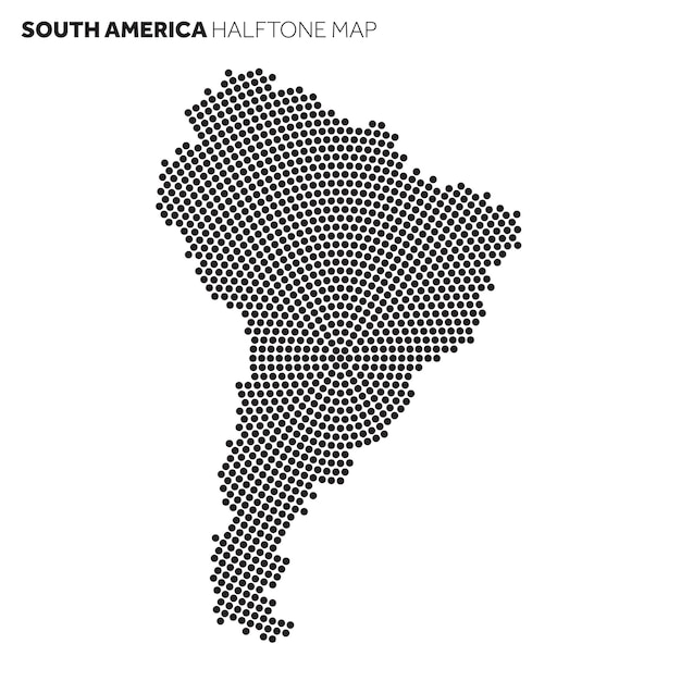 South America map made from radial halftone pattern