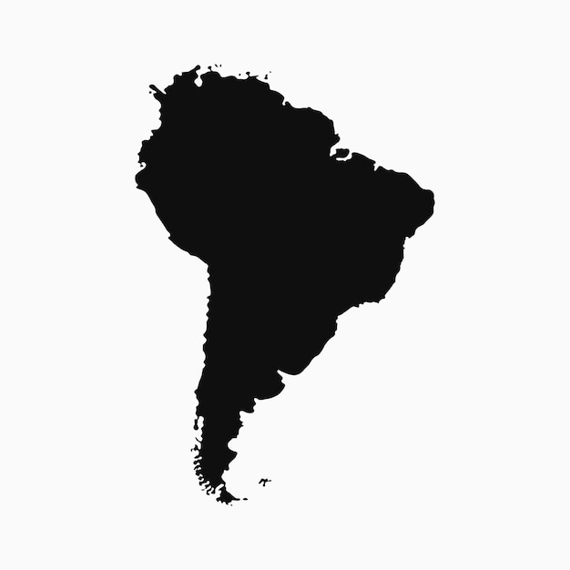 South America map - monochrome shape. Vector illustration.