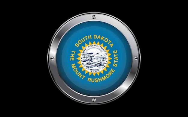 South Dakota state flag 3d badge vector illustration