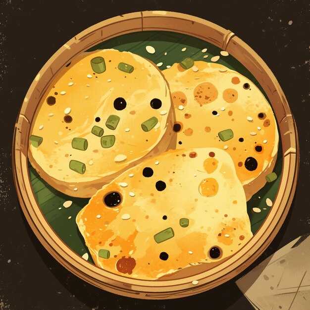 Vector south indian uttapam and savory rice pancake