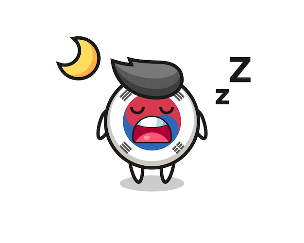 South korea flag character illustration sleeping at night  cute design