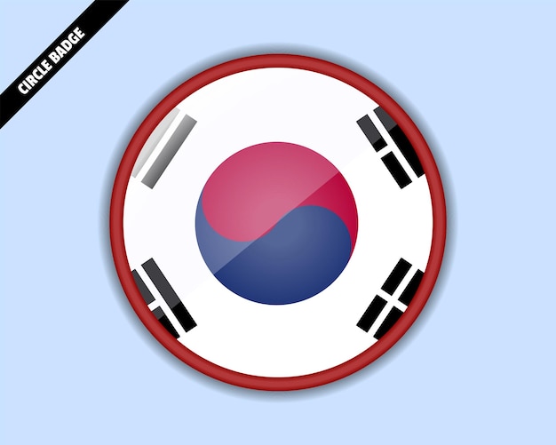 South Korea flag circle badge vector design rounded sign with reflection