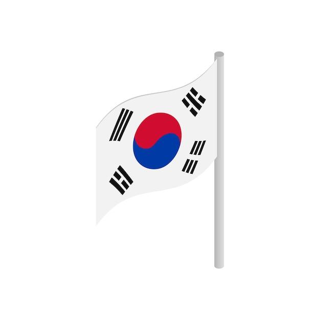 South Korea flag icon in isometric 3d style isolated on white background State symbol