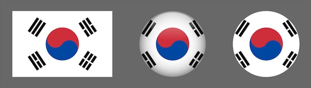 South Korea Flag Set Collection Vector