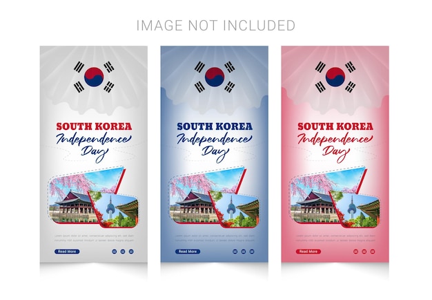 South Korea independence day celebration vertical banner with 3d flagwaving design