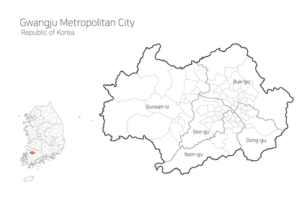 South Korea local area map gwangju