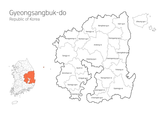 South Korea local area map Gyeongsangbukdo