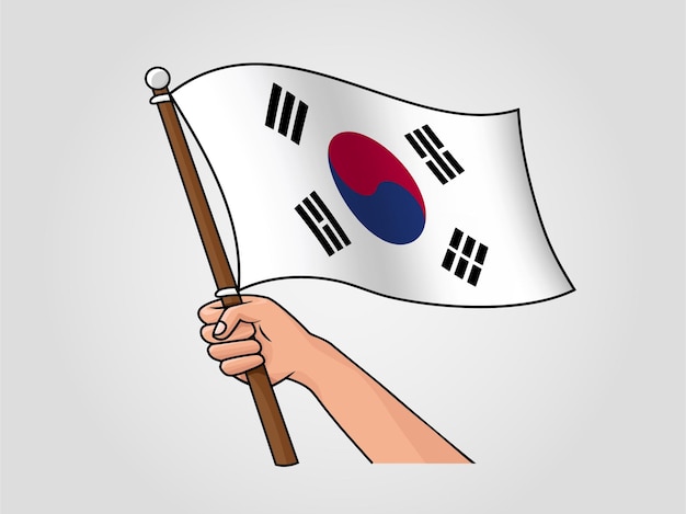 South korea wavy flag vector illustration