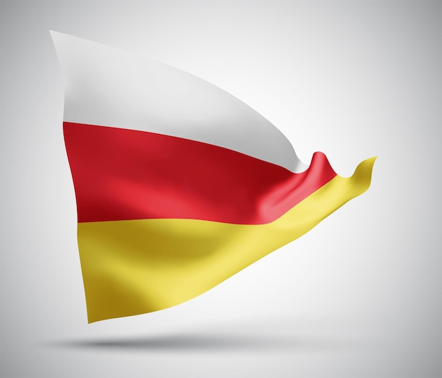 South Ossetia, vector 3d flag isolated on white background