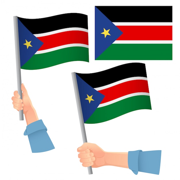 South Sudan flag in hand set