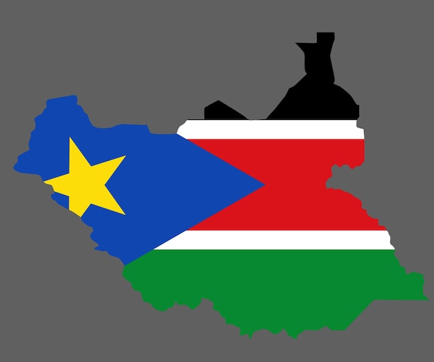 South Sudan map with flag african cartography