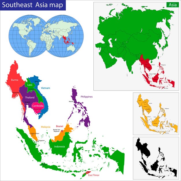 Vector southeastern asia map