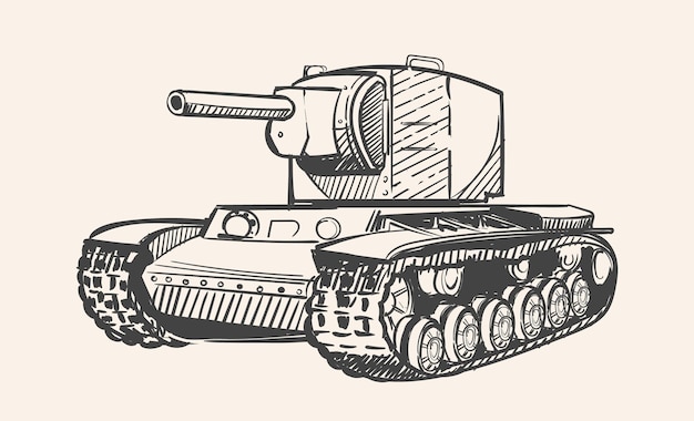 Soviet Kv2 tank World War II era sketch